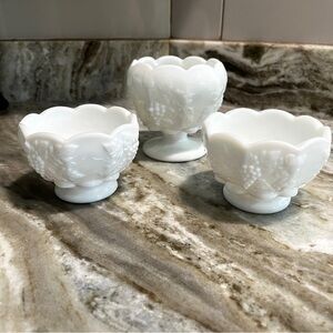 3 Milk Glass Dishes Westmoreland Grape Panel. Bowls Candy, Fruit, Des…
